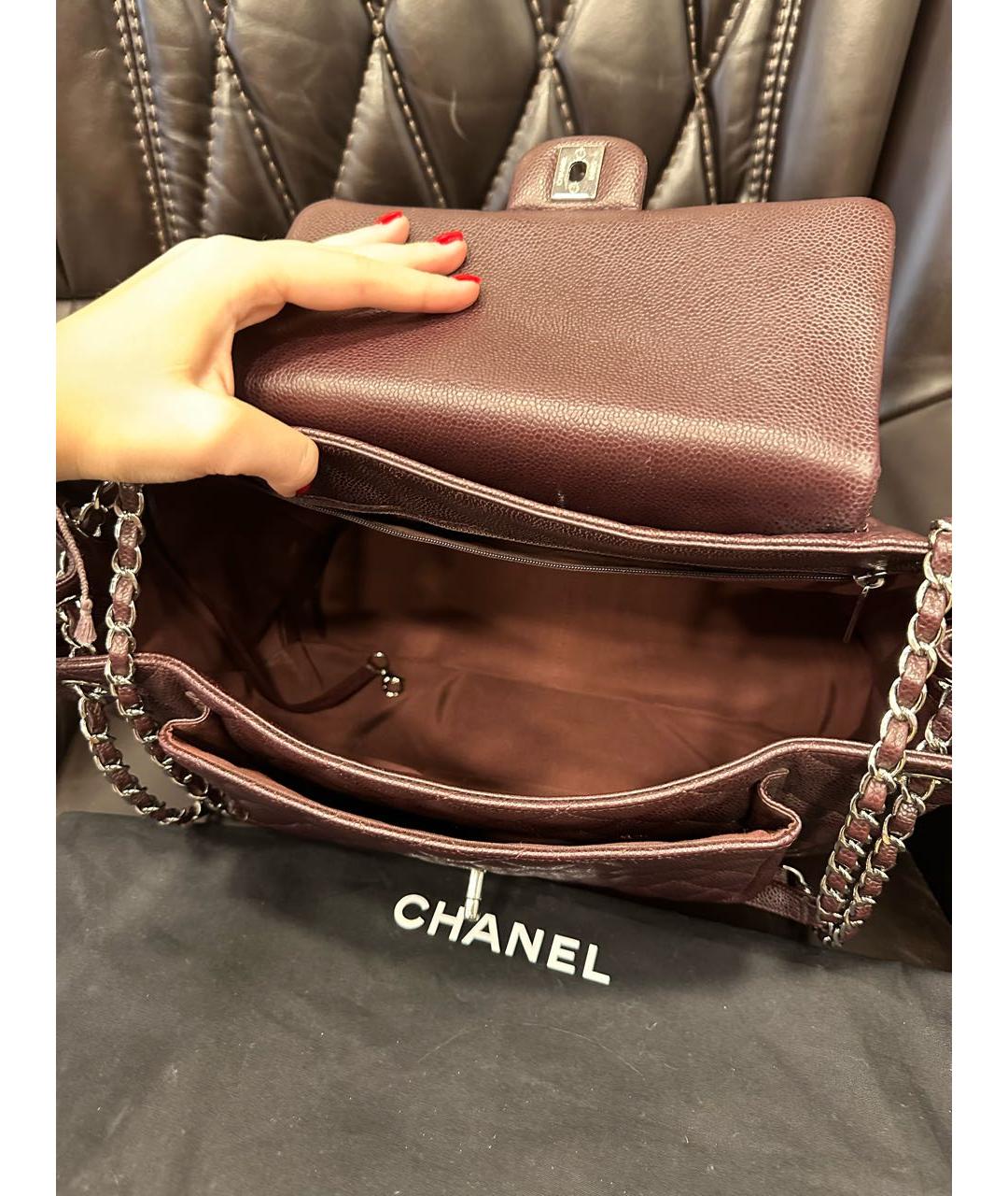 CHANEL PRE-OWNED Бордовая кожаная сумка через плечо, фото 7
