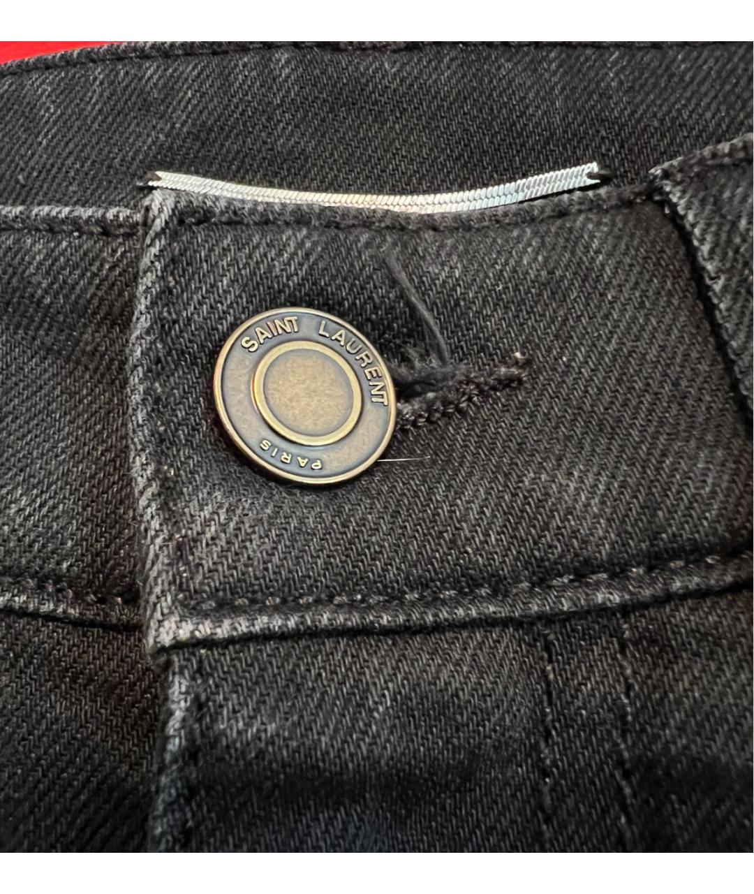 SAINT LAURENT Черные хлопко-эластановые джинсы слим, фото 7