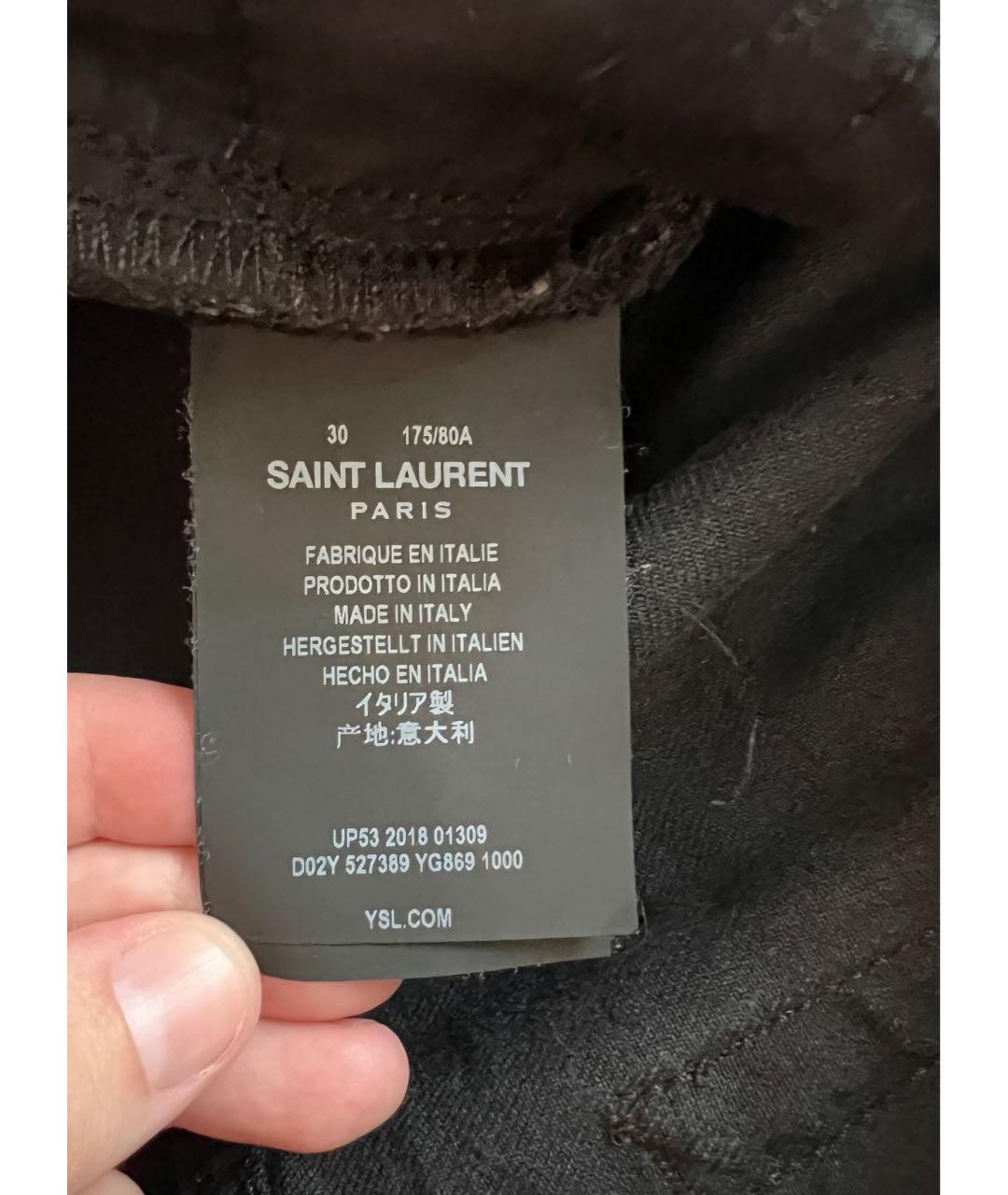SAINT LAURENT Черные хлопко-эластановые джинсы слим, фото 5