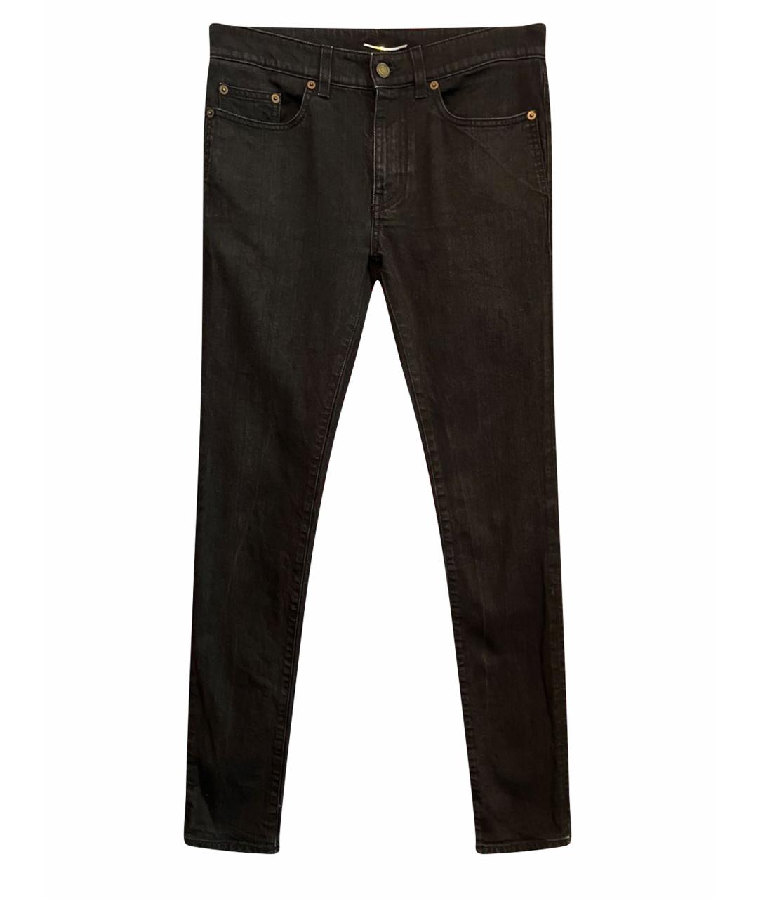SAINT LAURENT Черные хлопко-эластановые джинсы слим, фото 1