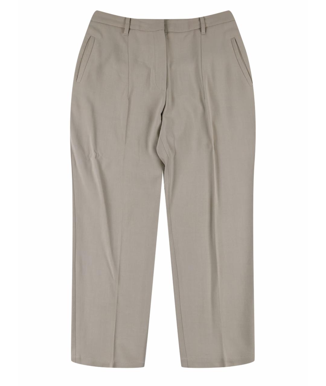 BRUNELLO CUCINELLI Бежевые шерстяные классические брюки, фото 1