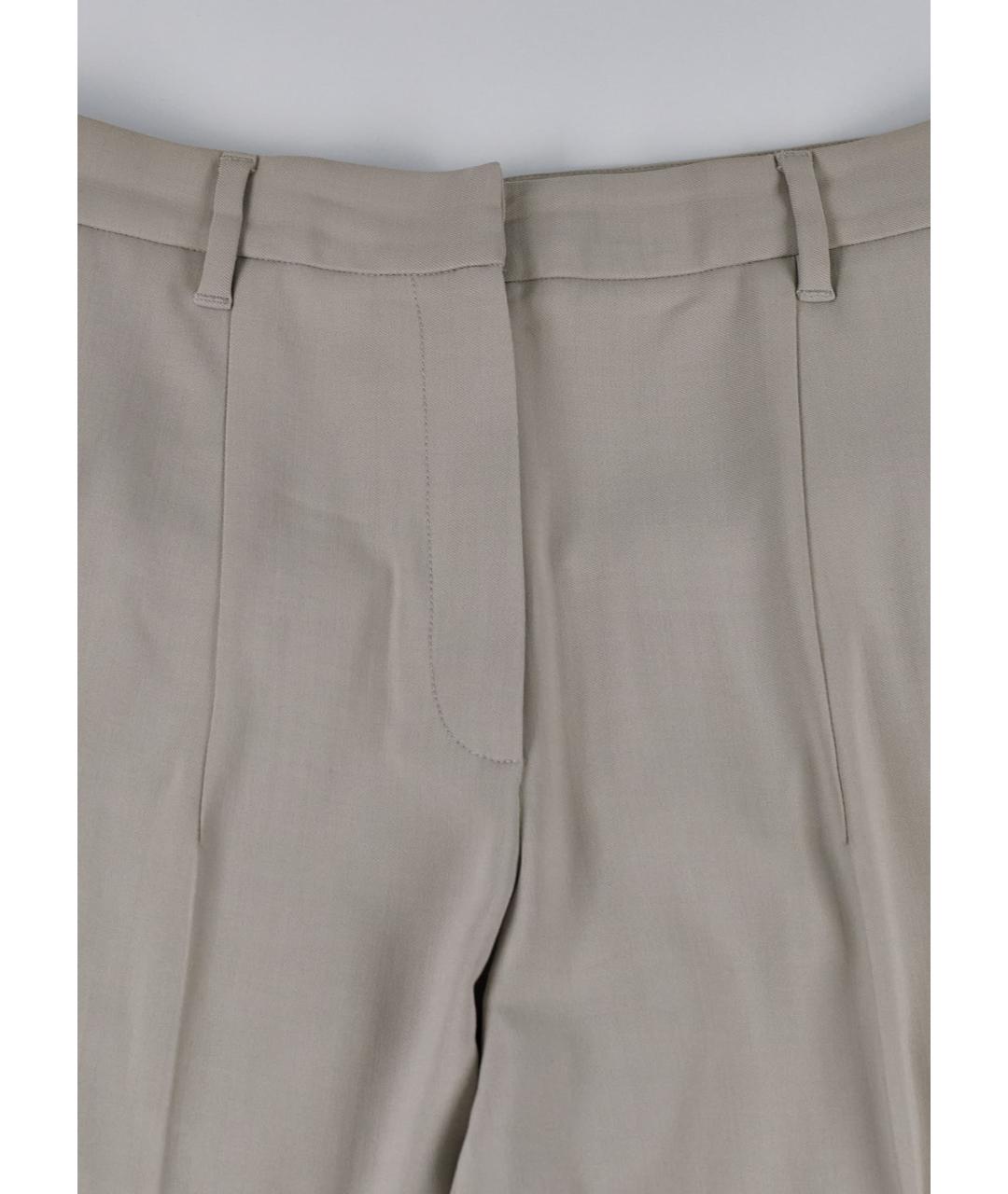 BRUNELLO CUCINELLI Бежевые шерстяные классические брюки, фото 4
