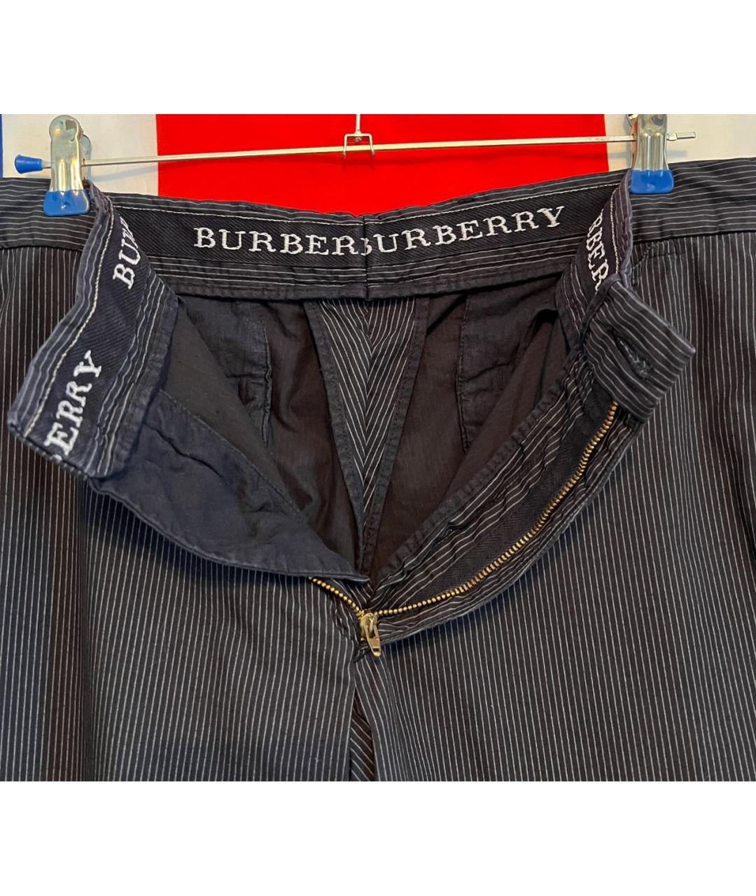 BURBERRY Синие хлопковые брюки чинос, фото 3