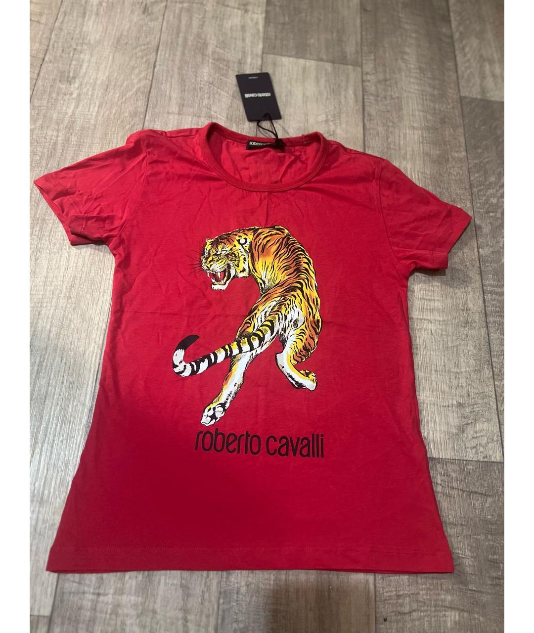 ROBERTO CAVALLI Красная хлопковая футболка, фото 2