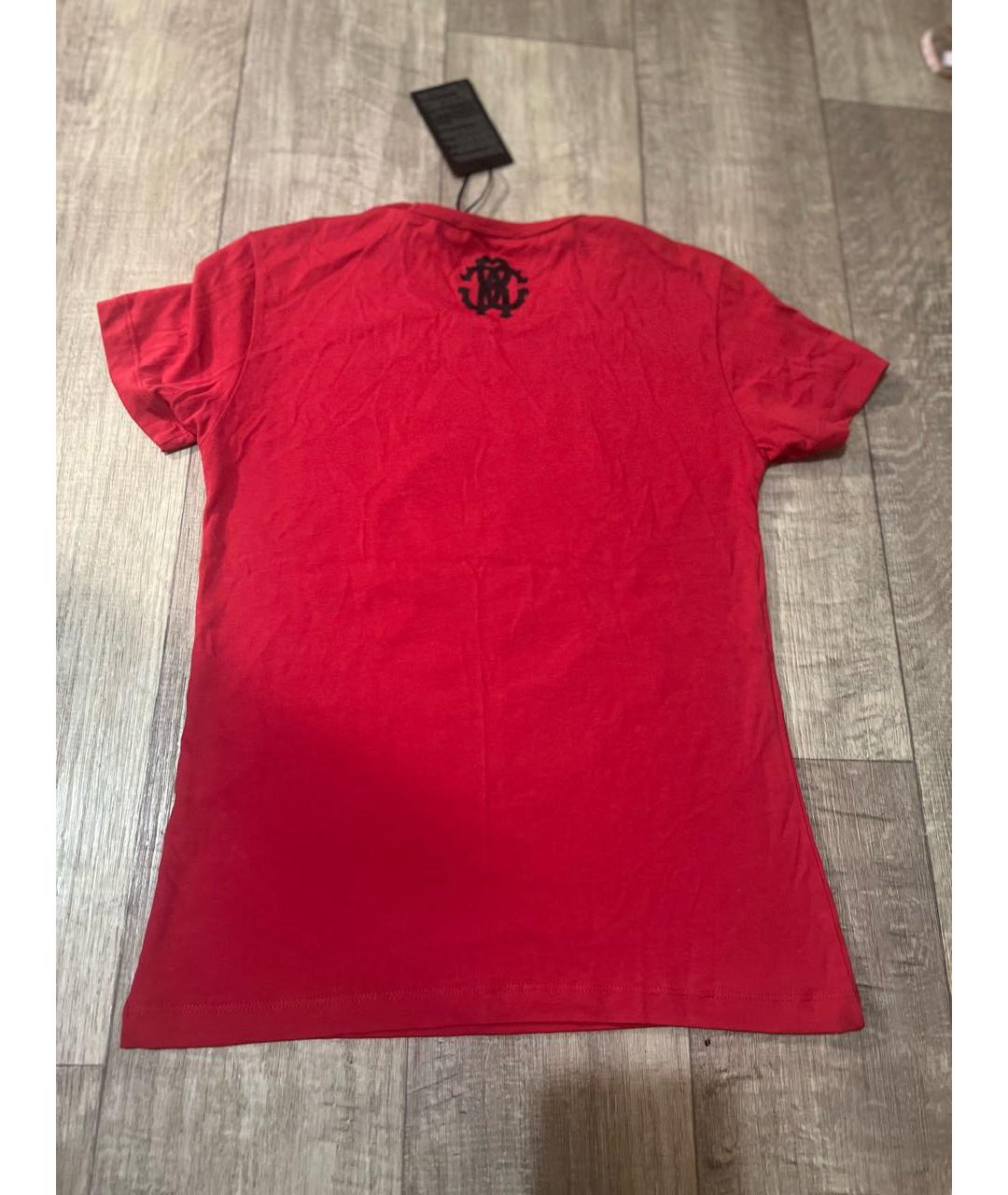 ROBERTO CAVALLI Красная хлопковая футболка, фото 4