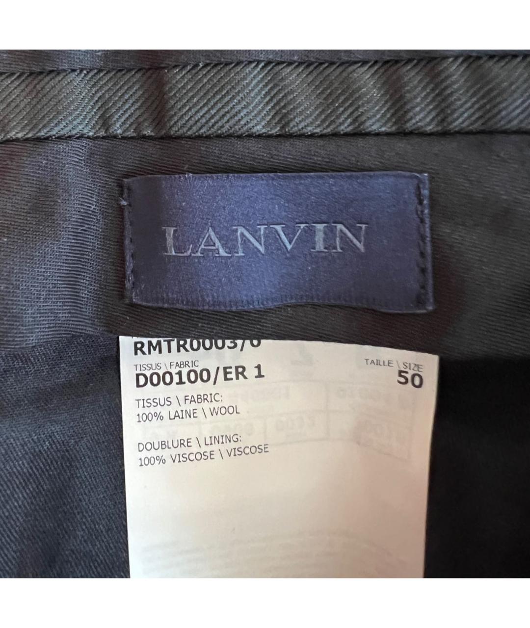 LANVIN Темно-синие вискозные классические брюки, фото 3
