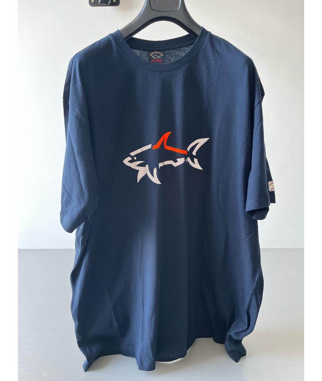 PAUL & SHARK Темно-синяя хлопковая футболка, фото 7