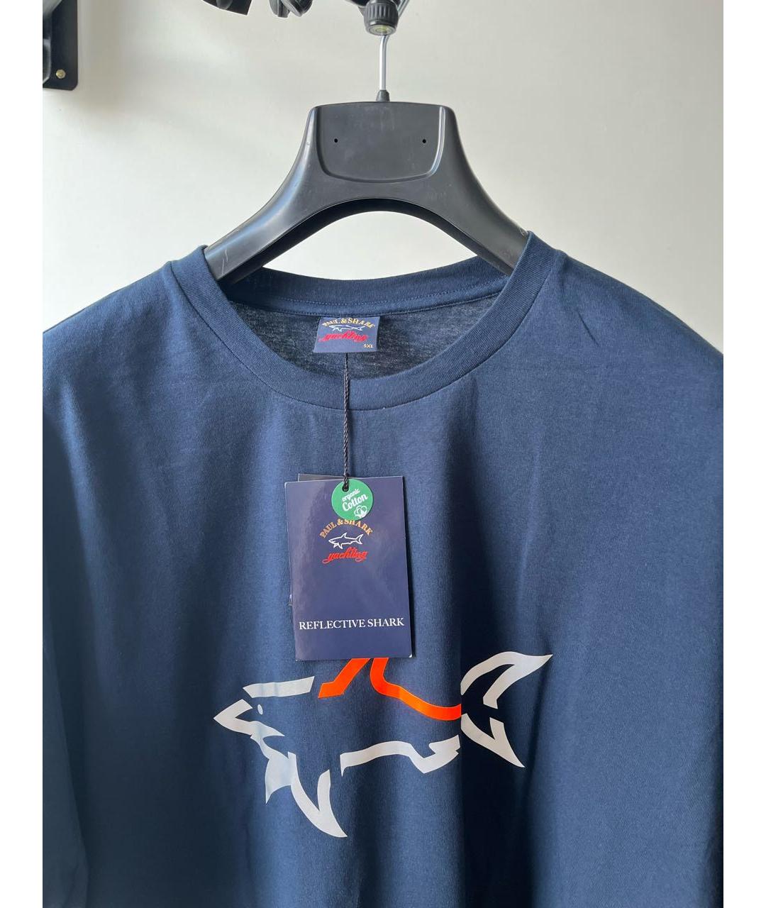 PAUL & SHARK Темно-синяя хлопковая футболка, фото 3