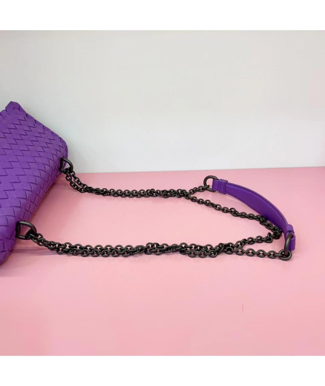 BOTTEGA VENETA Фиолетовая кожаная сумка через плечо, фото 7