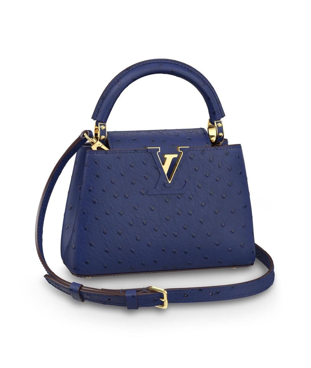 LOUIS VUITTON PRE-OWNED Темно-синяя сумка с короткими ручками из экзотической кожи, фото 1