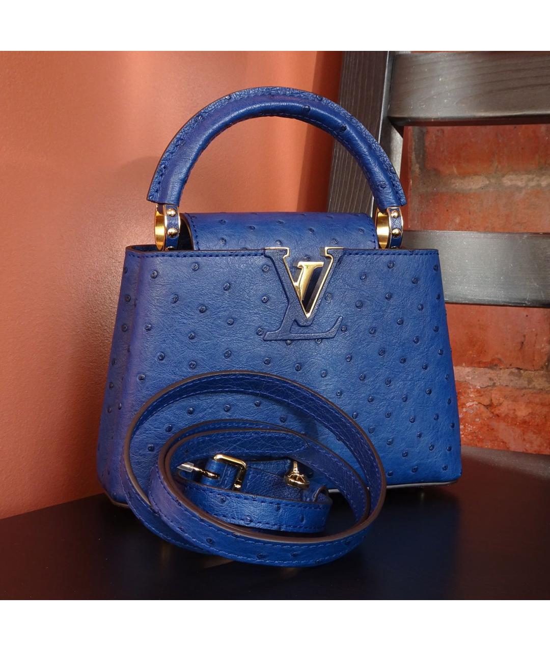 LOUIS VUITTON PRE-OWNED Темно-синяя сумка с короткими ручками из экзотической кожи, фото 5