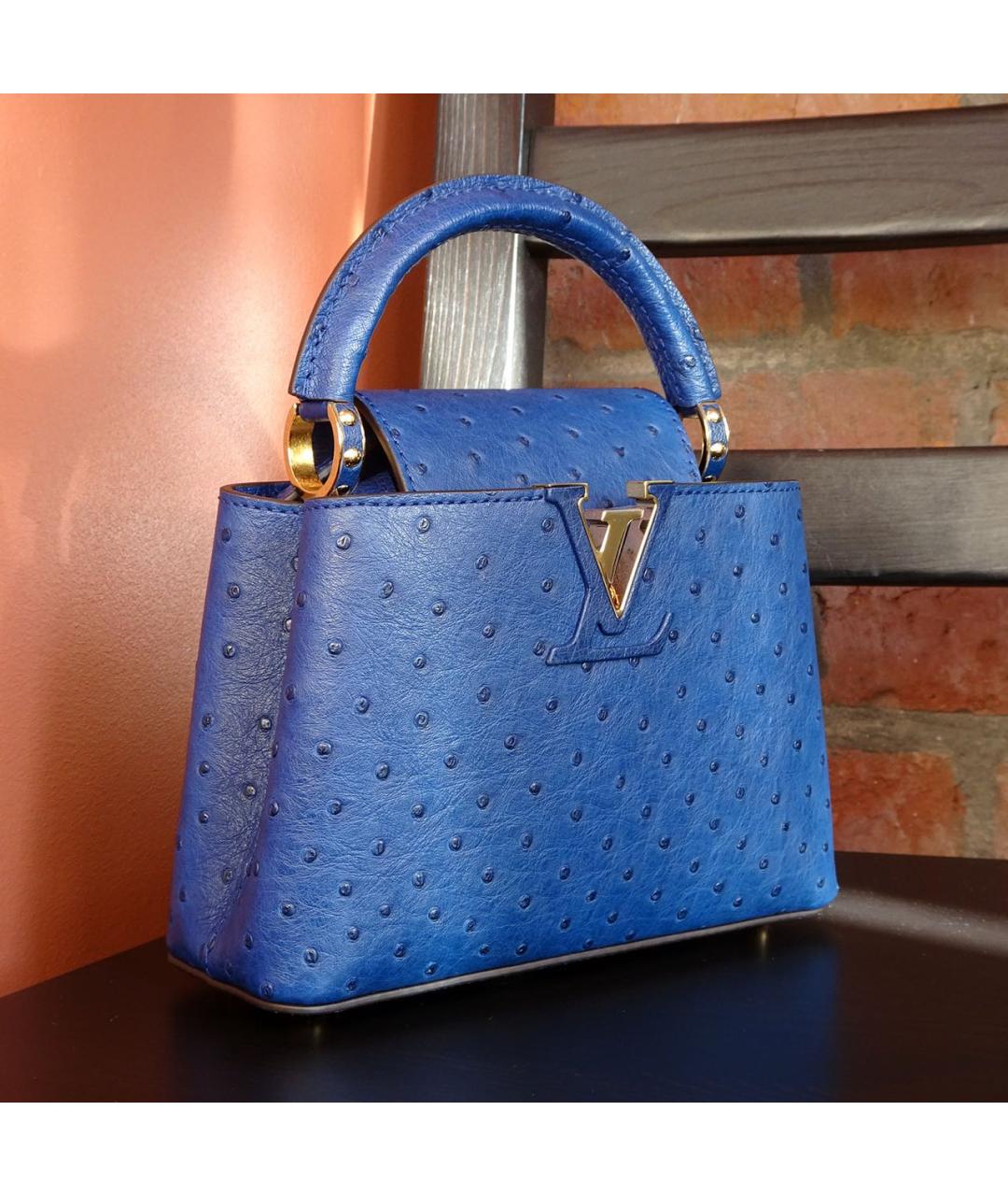 LOUIS VUITTON PRE-OWNED Темно-синяя сумка с короткими ручками из экзотической кожи, фото 6