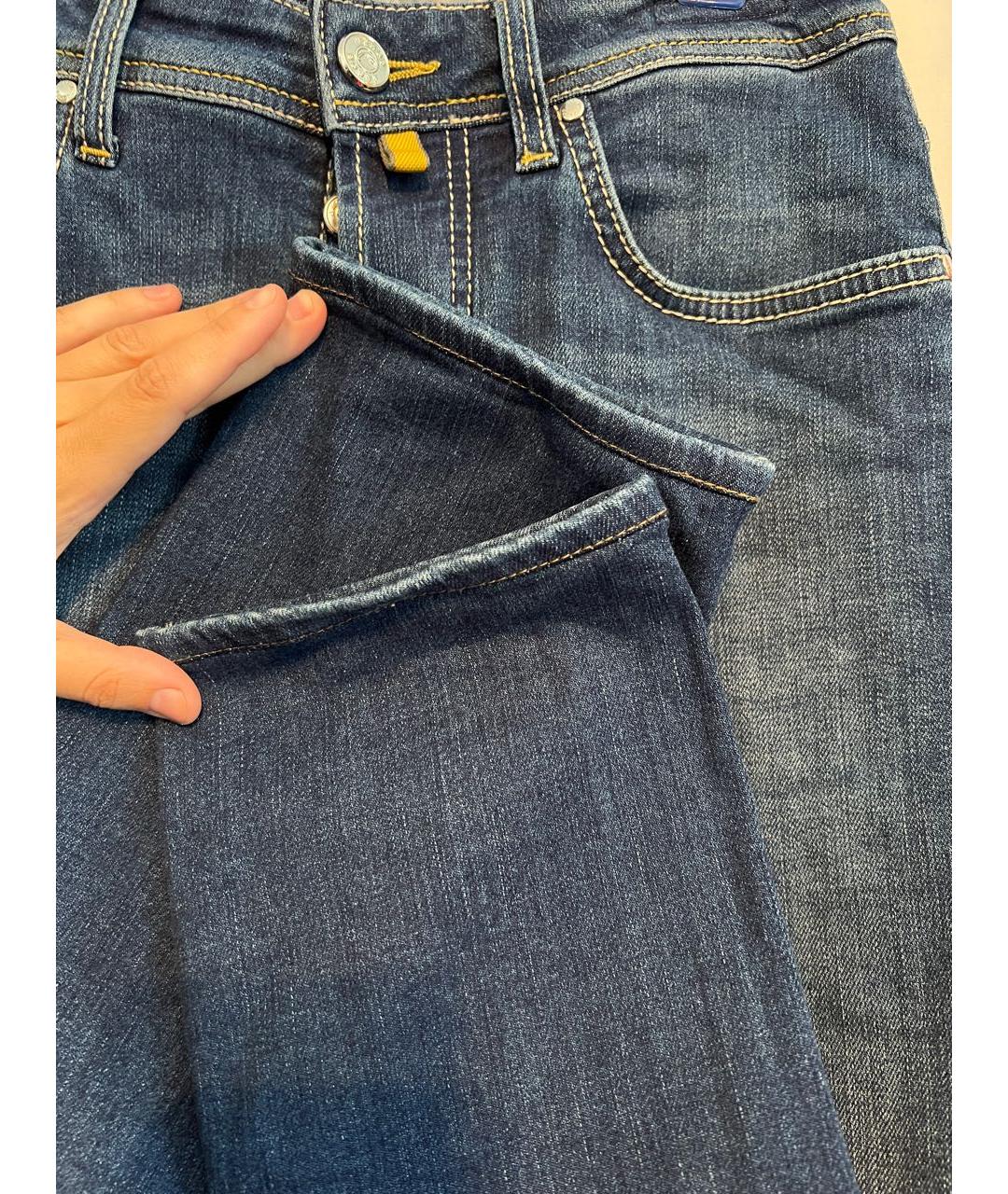 JACOB COHEN Синие хлопко-эластановые прямые джинсы, фото 5