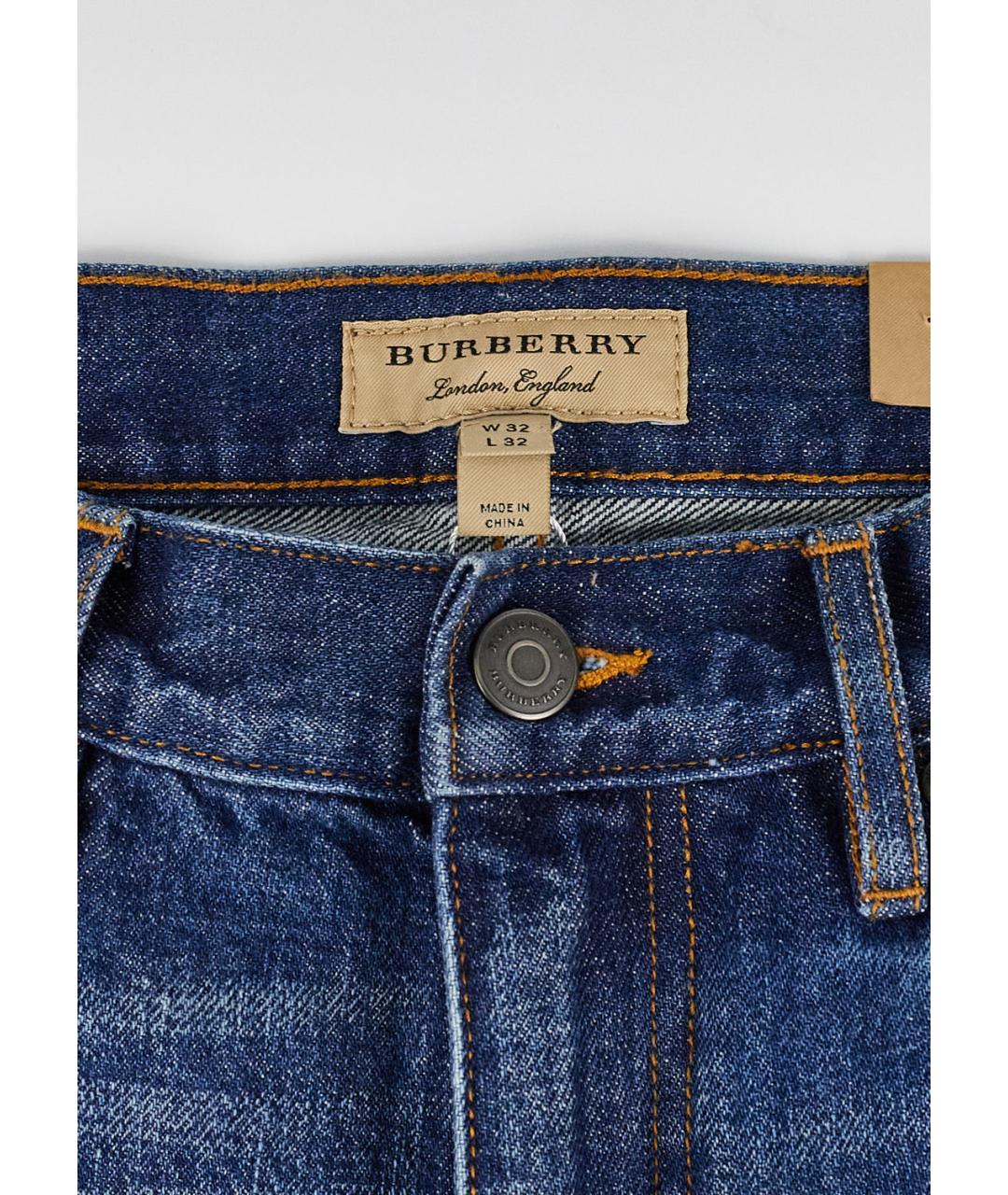BURBERRY Темно-синие хлопковые прямые джинсы, фото 3