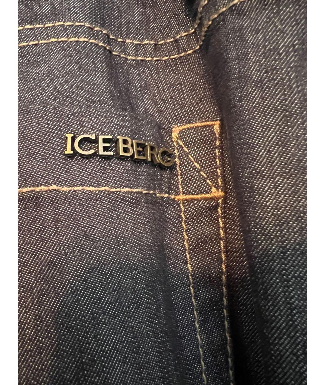 ICEBERG Темно-синие хлопко-полиэстеровые прямые джинсы, фото 6