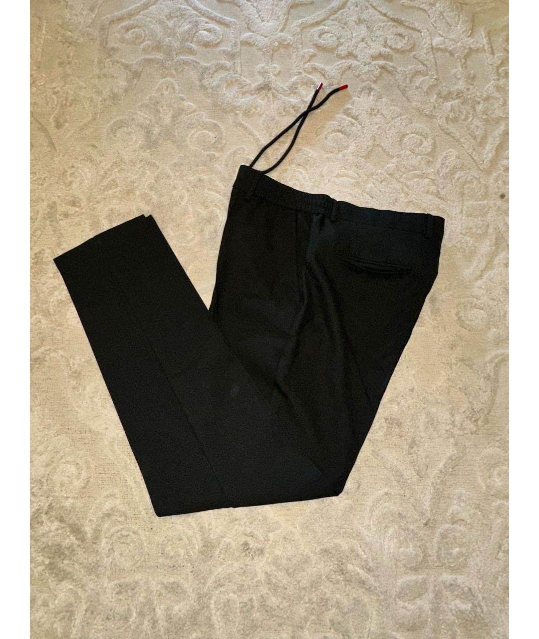 KITON Черные шерстяные повседневные брюки, фото 3