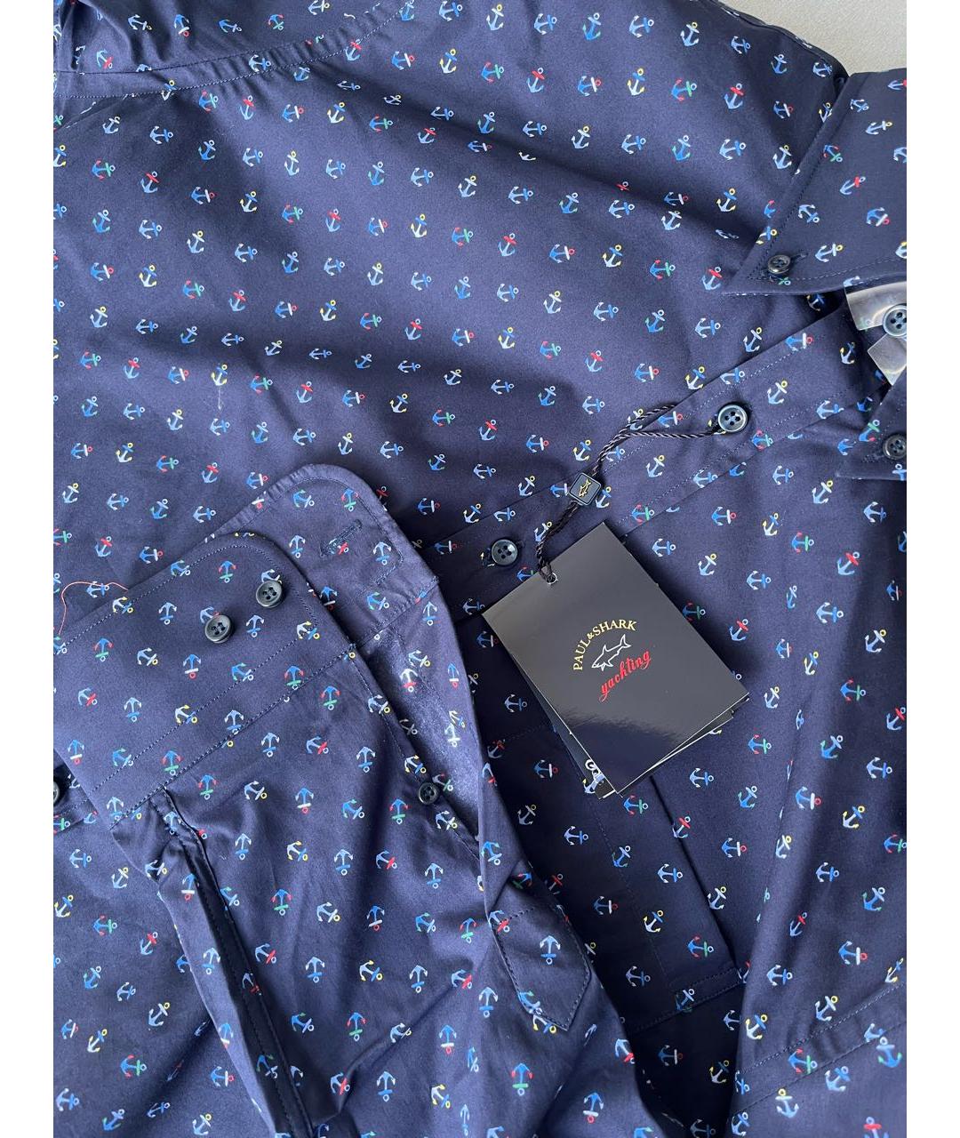 PAUL & SHARK Темно-синяя хлопковая кэжуал рубашка, фото 4