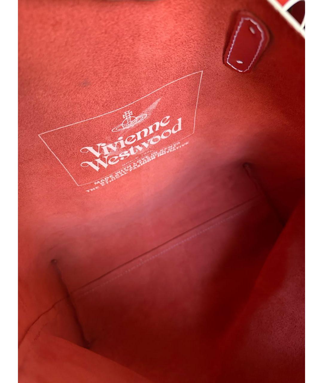 VIVIENNE WESTWOOD Красная кожаная сумка тоут, фото 4