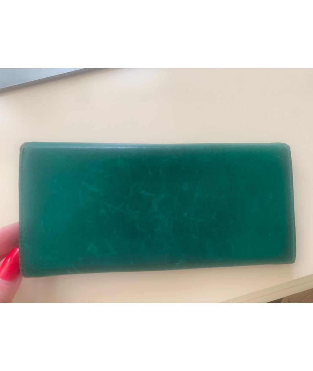 VALENTINO Зеленый кожаный кошелек, фото 2