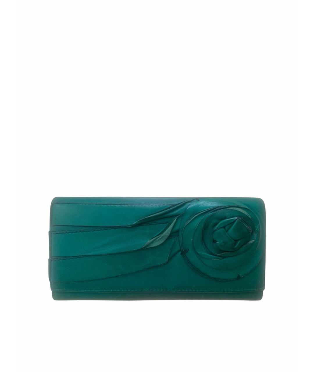 VALENTINO Зеленый кожаный кошелек, фото 1