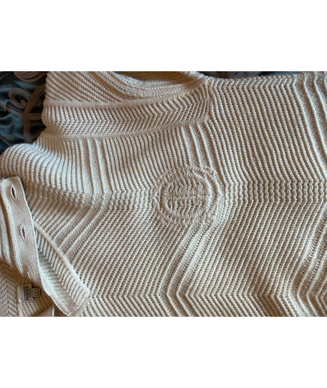 GIANFRANCO FERRE Бежевый шифоновый джемпер / свитер, фото 4