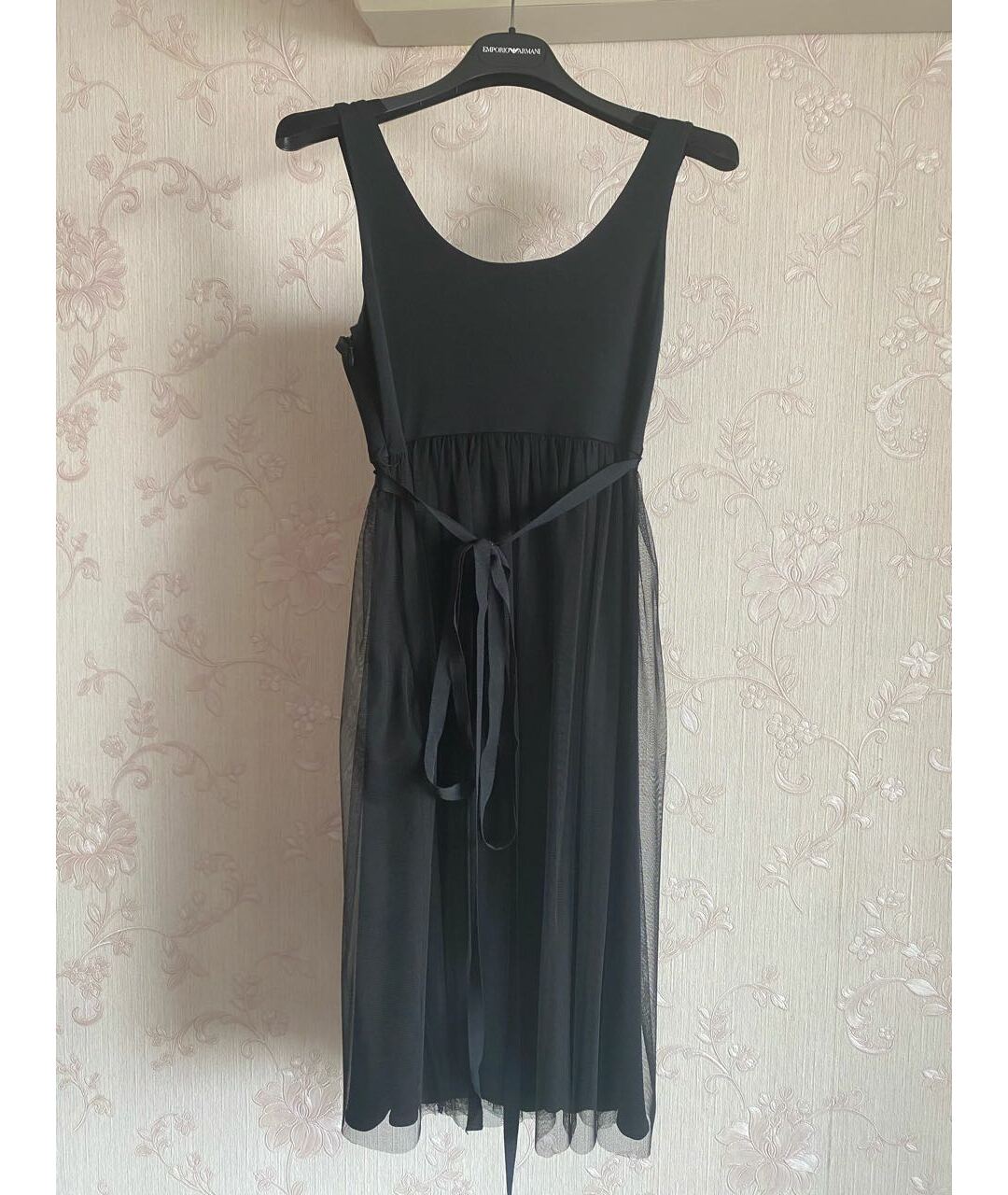 EMPORIO ARMANI Черное креповое коктейльное платье, фото 2