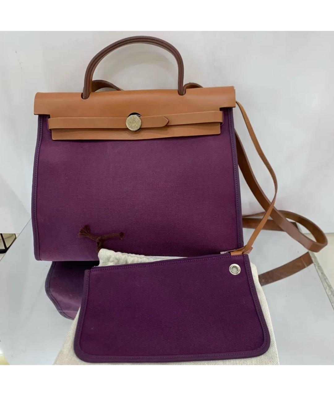 HERMES PRE-OWNED Фиолетовая сумка с короткими ручками, фото 2