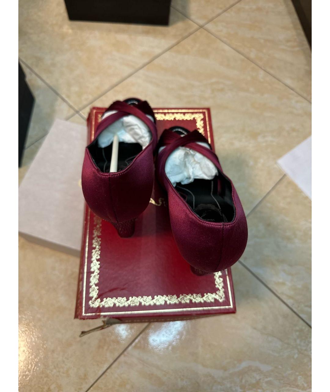 RENE CAOVILLA Бордовые текстильные туфли, фото 3