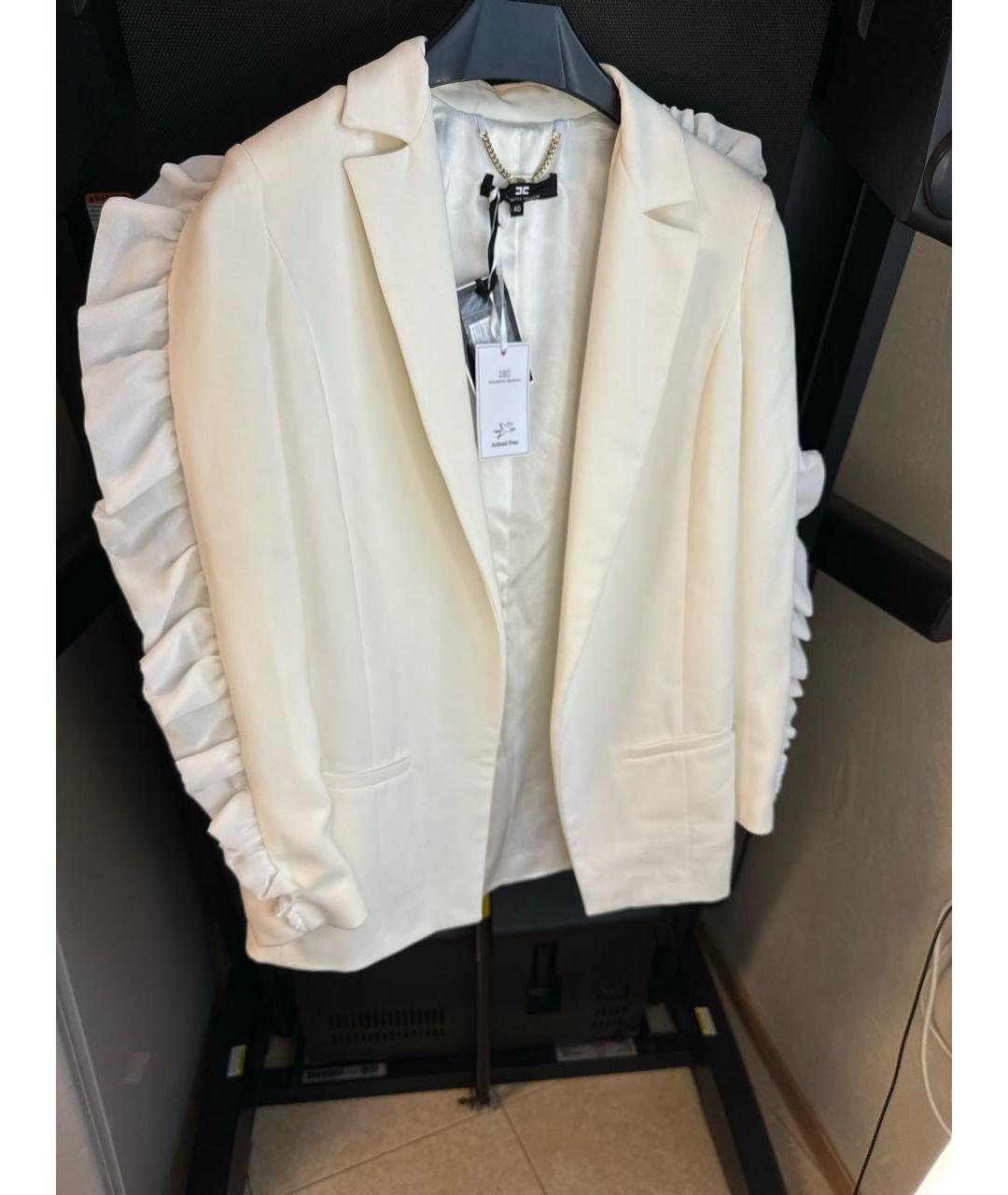 ELISABETTA FRANCHI Белый полиэстеровый жакет/пиджак, фото 6