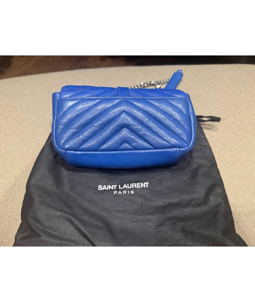 SAINT LAURENT Синяя кожаная сумка через плечо, фото 4