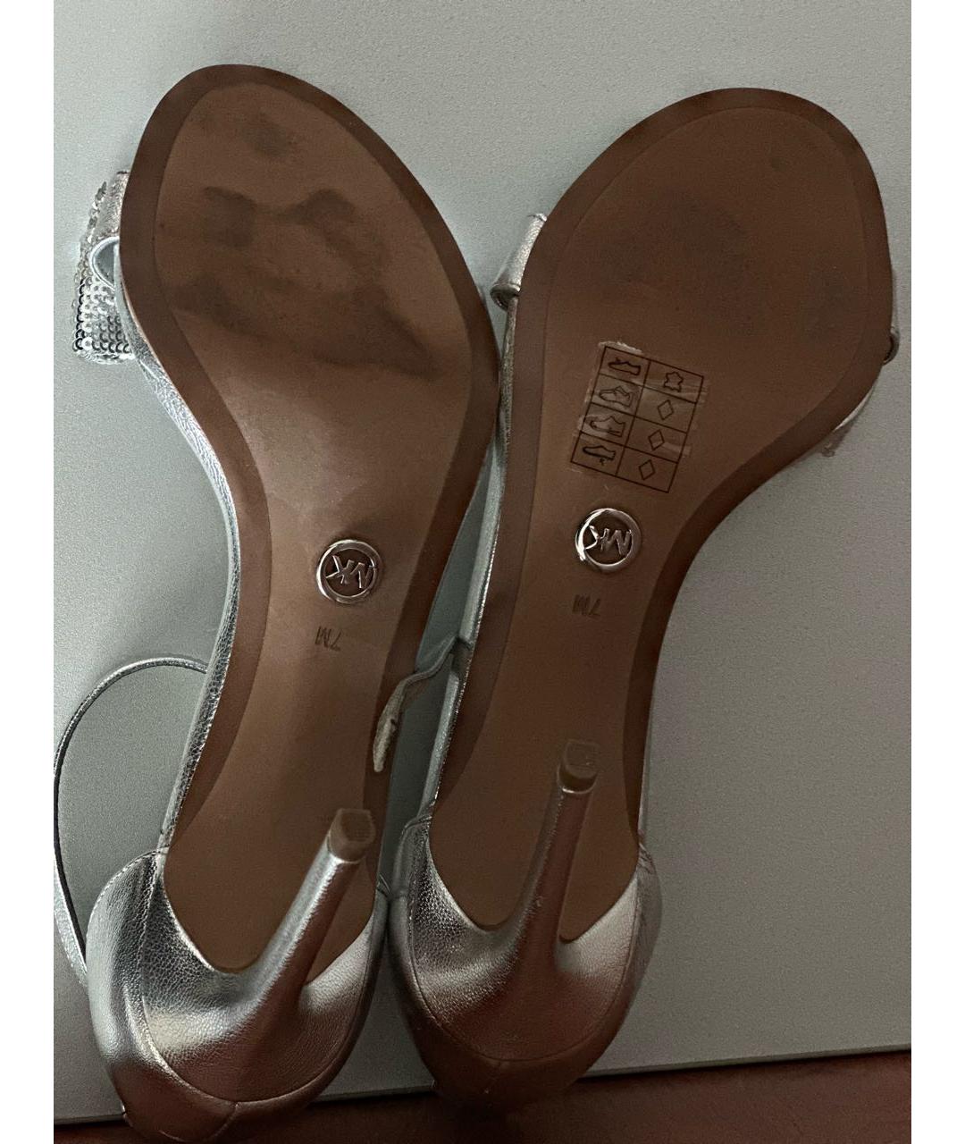 MICHAEL MICHAEL KORS Серебряные кожаные туфли, фото 5