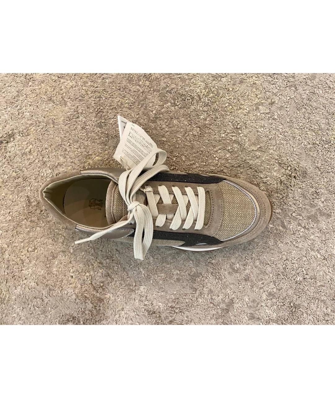 BRUNELLO CUCINELLI Бежевые замшевые кроссовки, фото 3