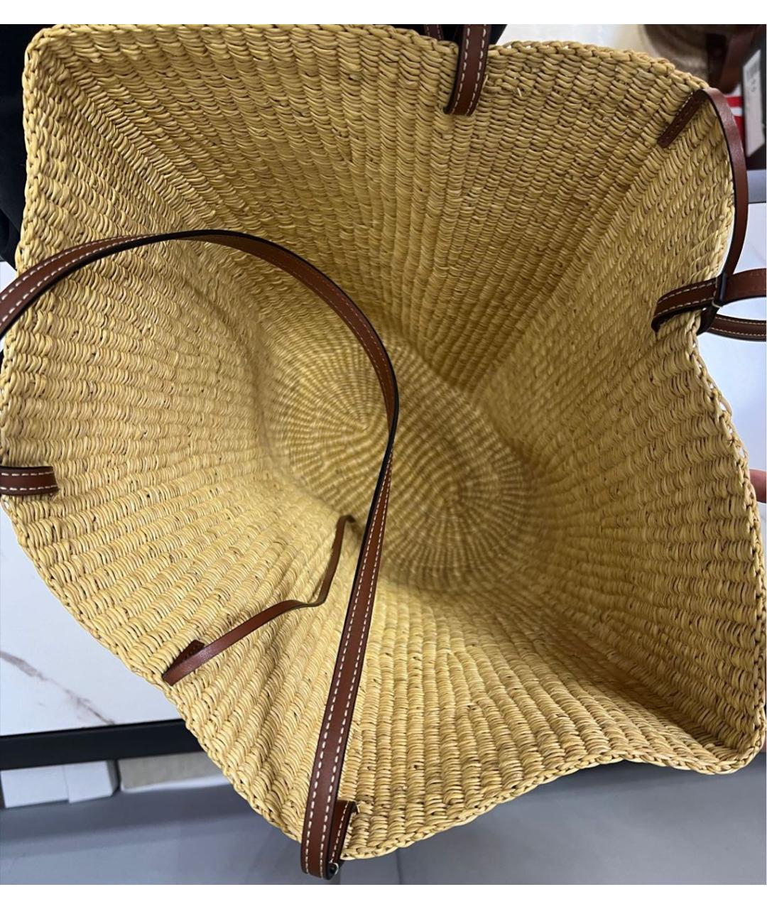 LOEWE Золотая пелетеная пляжная сумка, фото 4
