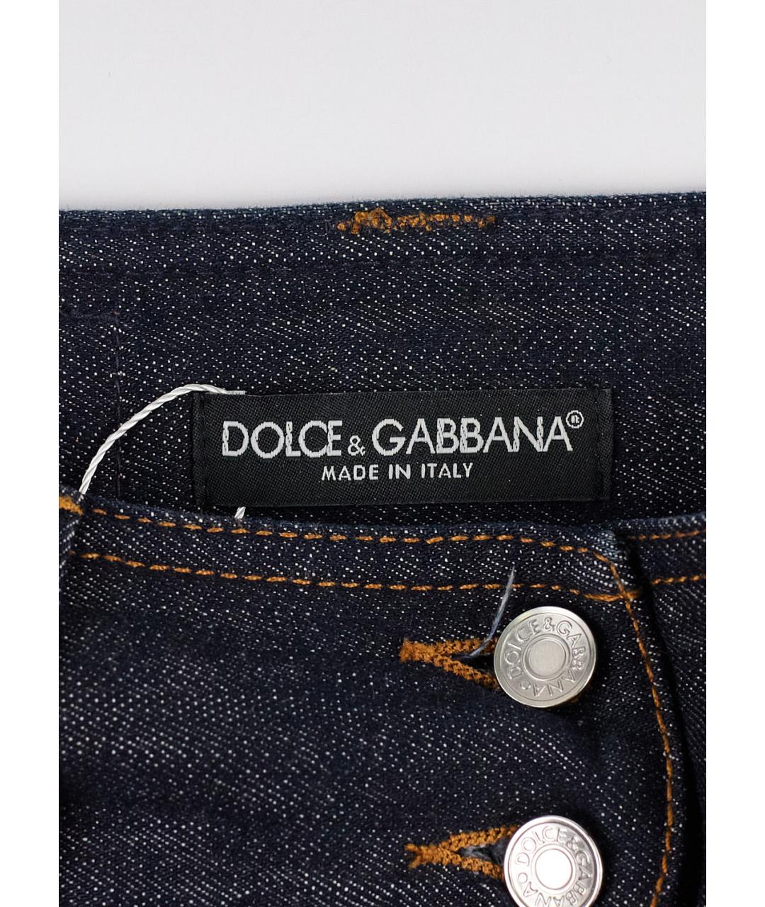 DOLCE&GABBANA Темно-синяя хлопковая юбка мини, фото 3