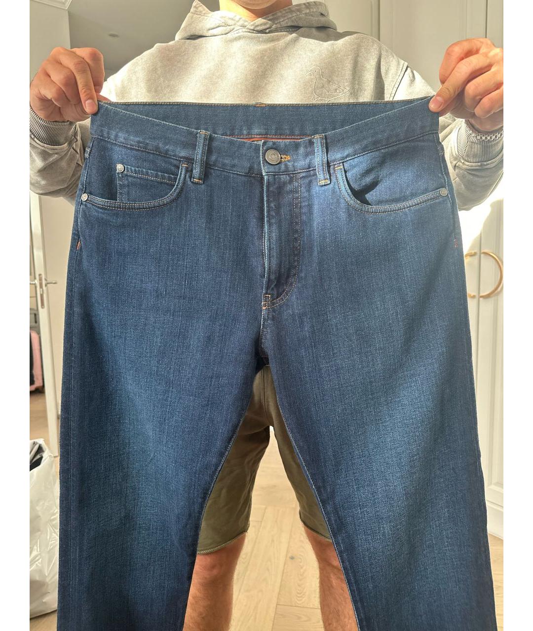 LORO PIANA Синие хлопковые прямые джинсы, фото 3