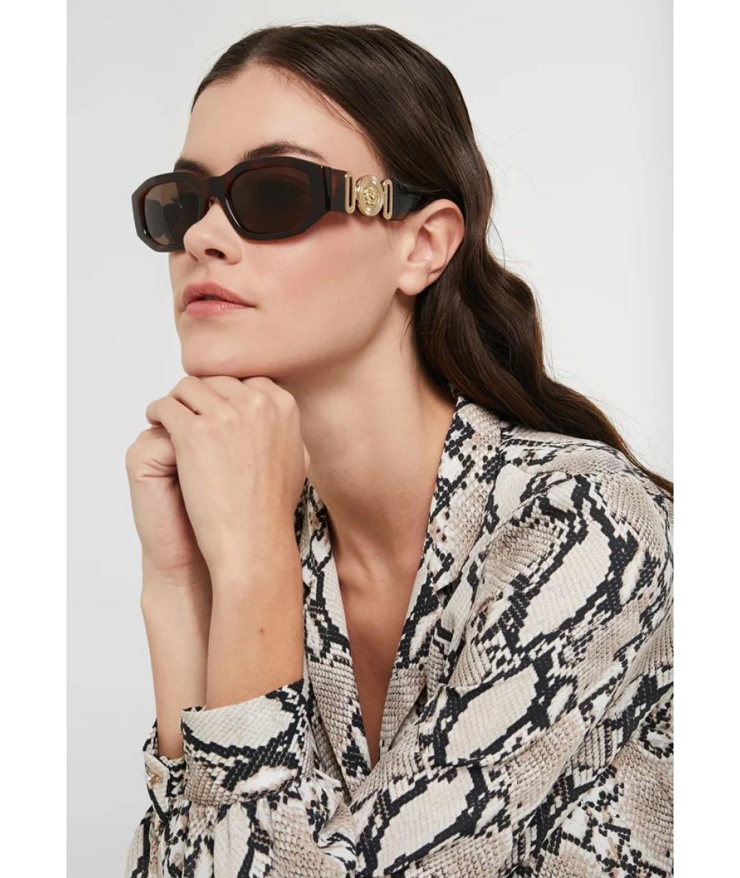 VERSACE Коричневые пластиковые солнцезащитные очки, фото 2