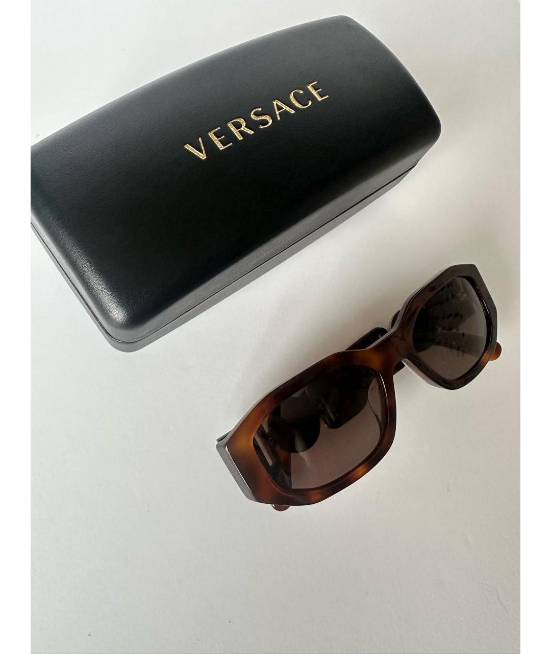 VERSACE Коричневые пластиковые солнцезащитные очки, фото 7
