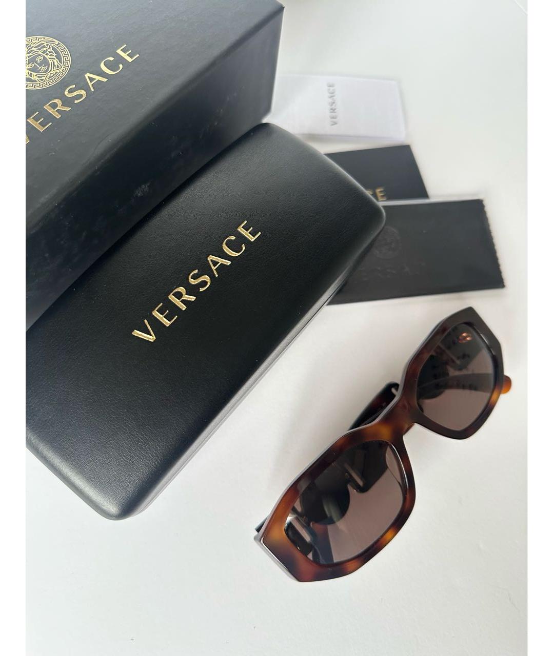 VERSACE Коричневые пластиковые солнцезащитные очки, фото 4