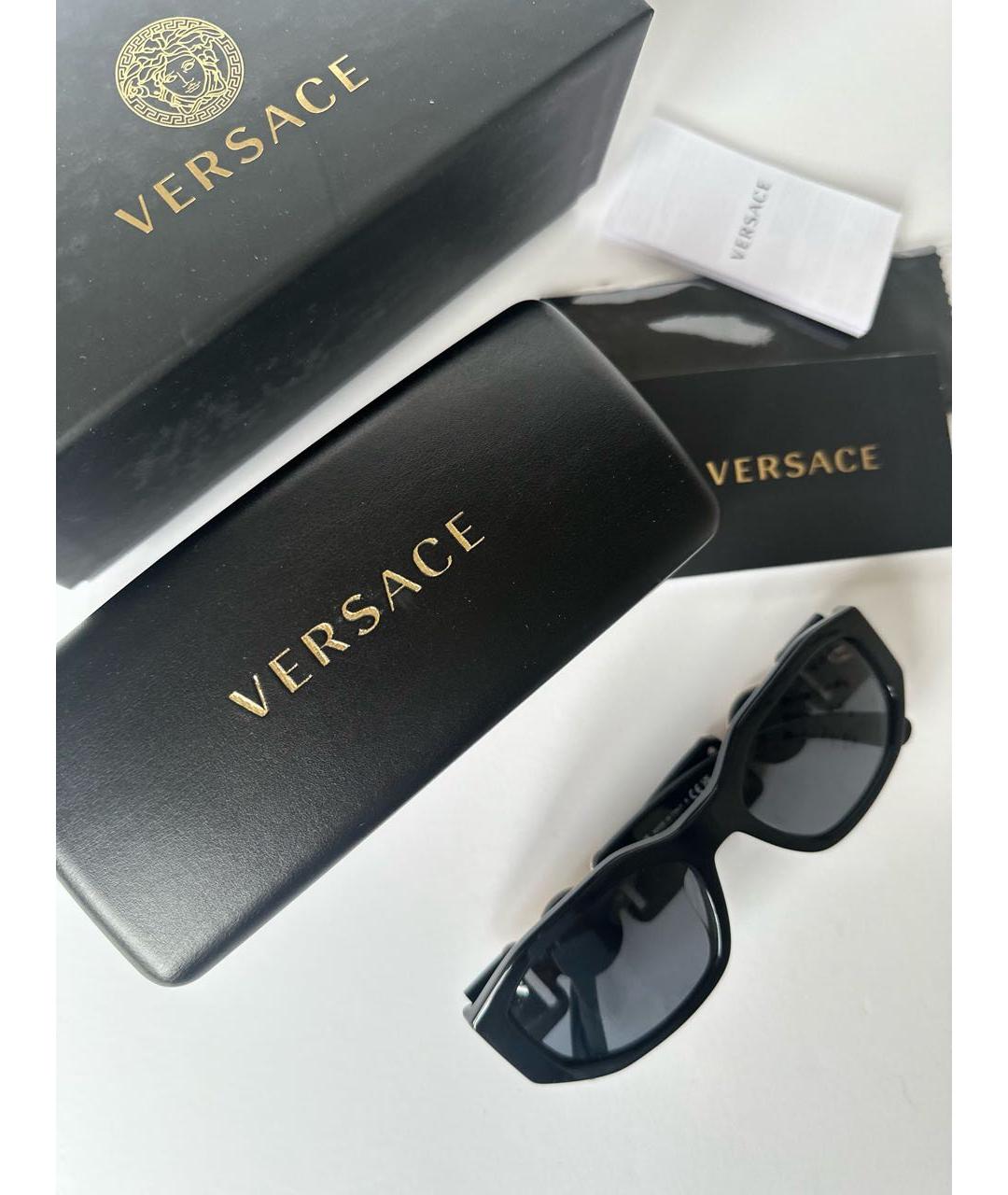 VERSACE Черные пластиковые солнцезащитные очки, фото 4