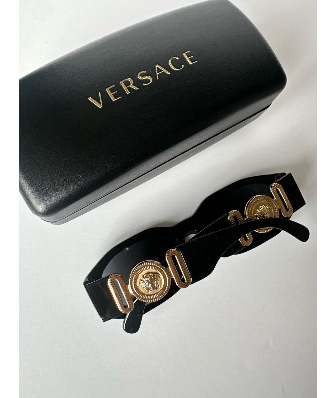 VERSACE Черные пластиковые солнцезащитные очки, фото 5