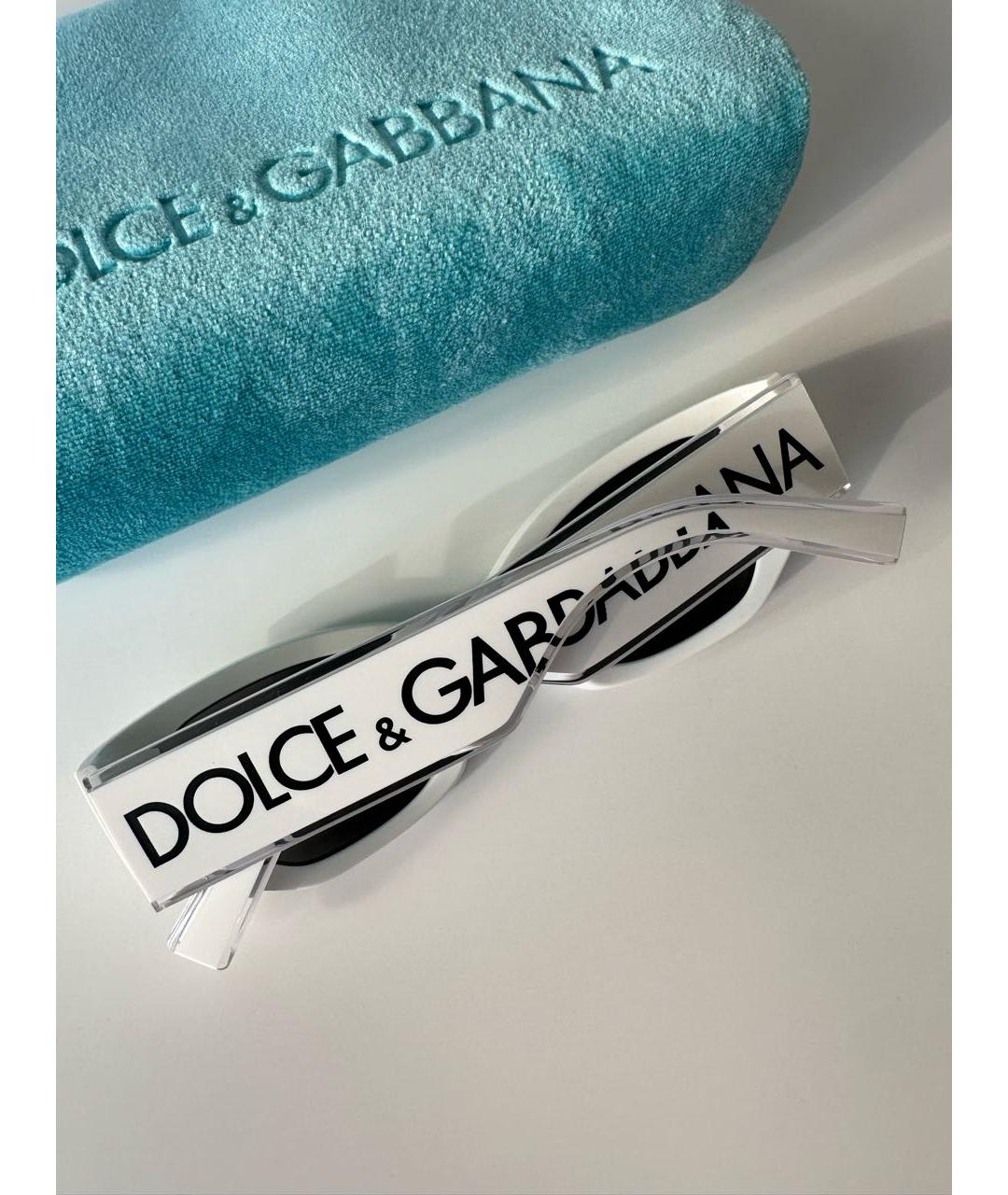 DOLCE&GABBANA Белые пластиковые солнцезащитные очки, фото 3