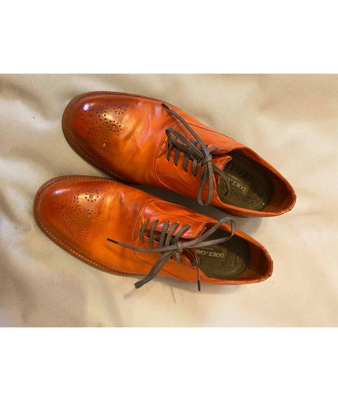 DOLCE&GABBANA Оранжевое кожаные туфли, фото 6