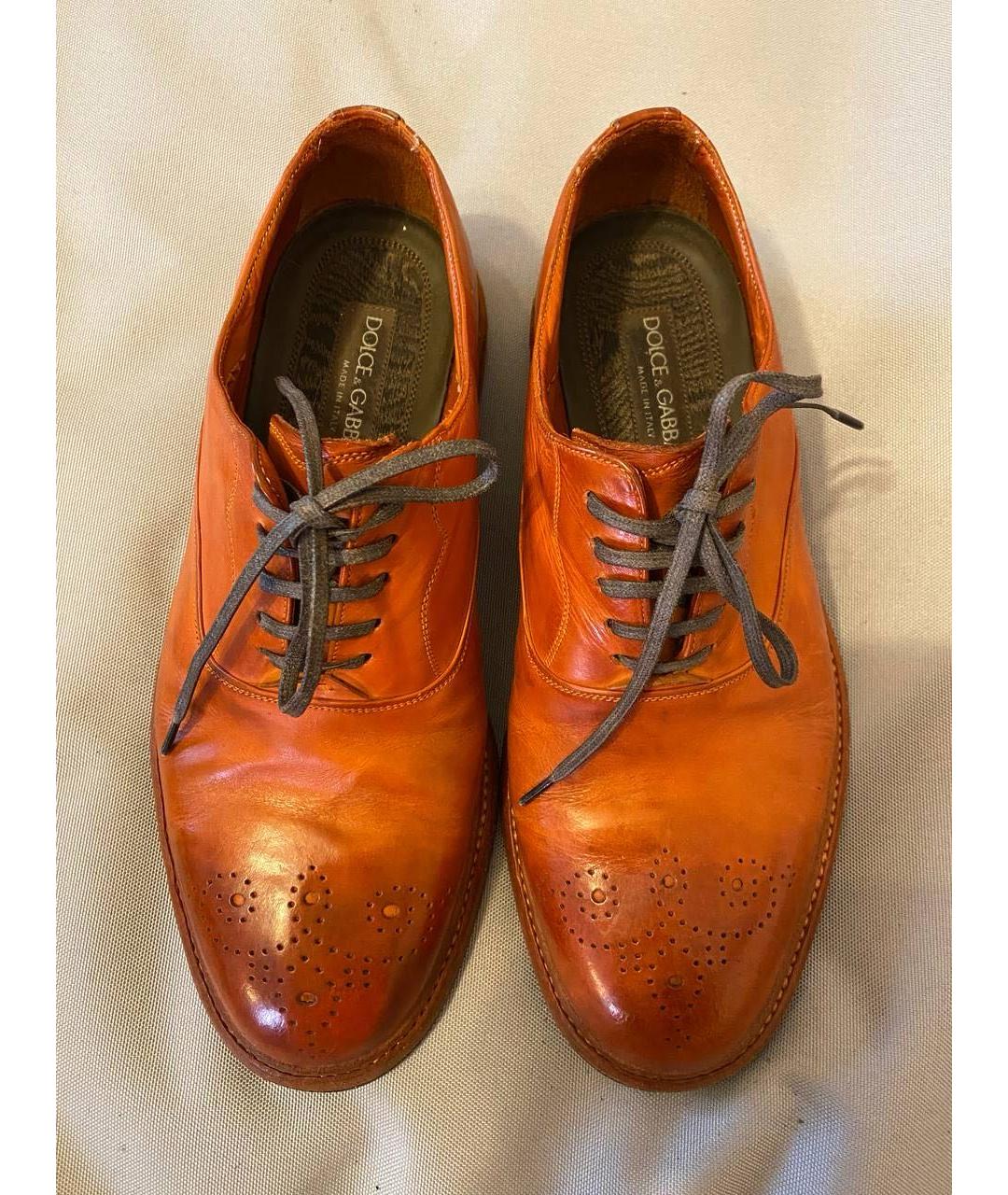 DOLCE&GABBANA Оранжевое кожаные туфли, фото 2