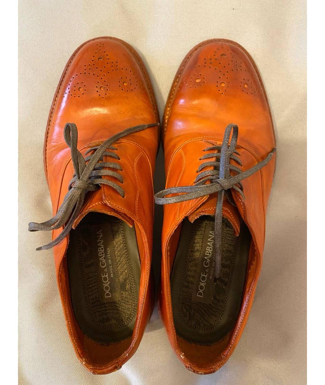 DOLCE&GABBANA Оранжевое кожаные туфли, фото 3