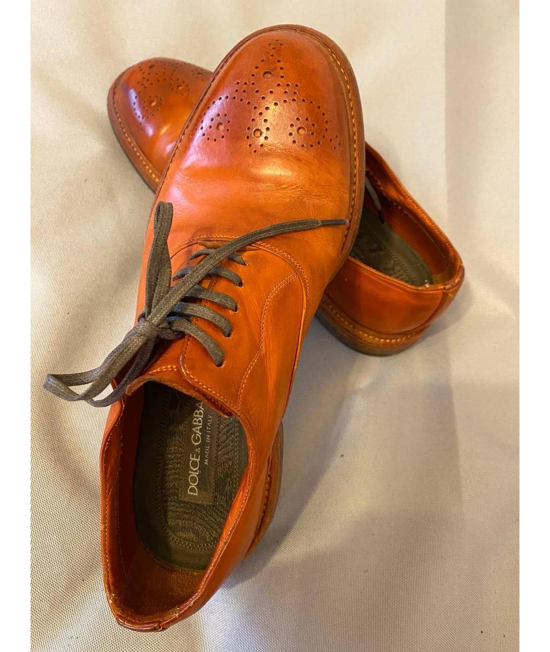 DOLCE&GABBANA Оранжевое кожаные туфли, фото 4