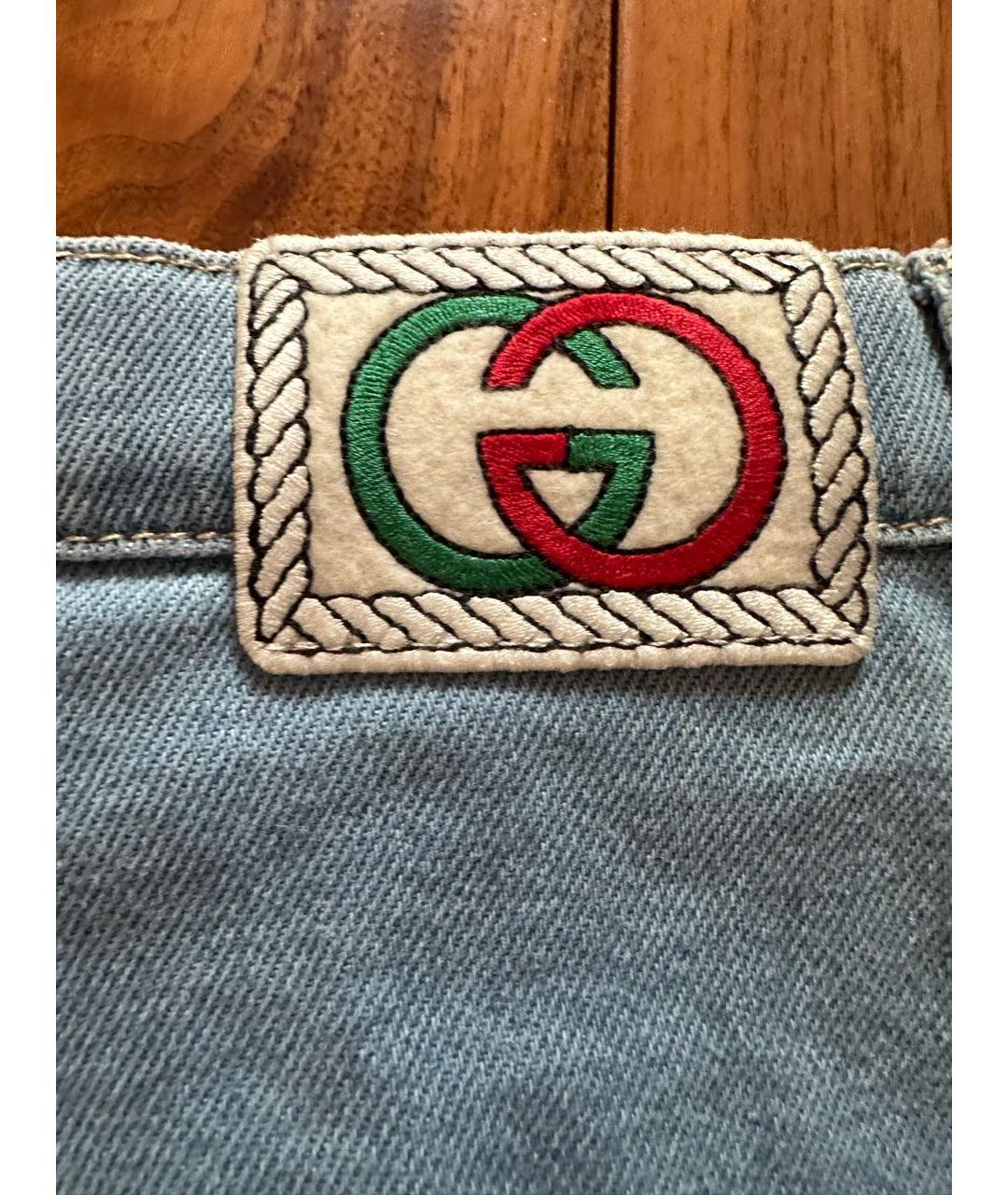 GUCCI Голубая деним юбка, фото 4