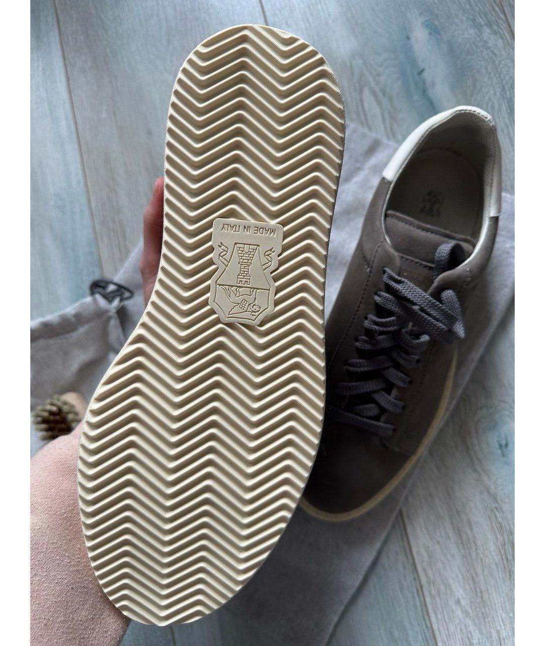 BRUNELLO CUCINELLI Антрацитовые кожаные низкие кроссовки / кеды, фото 6