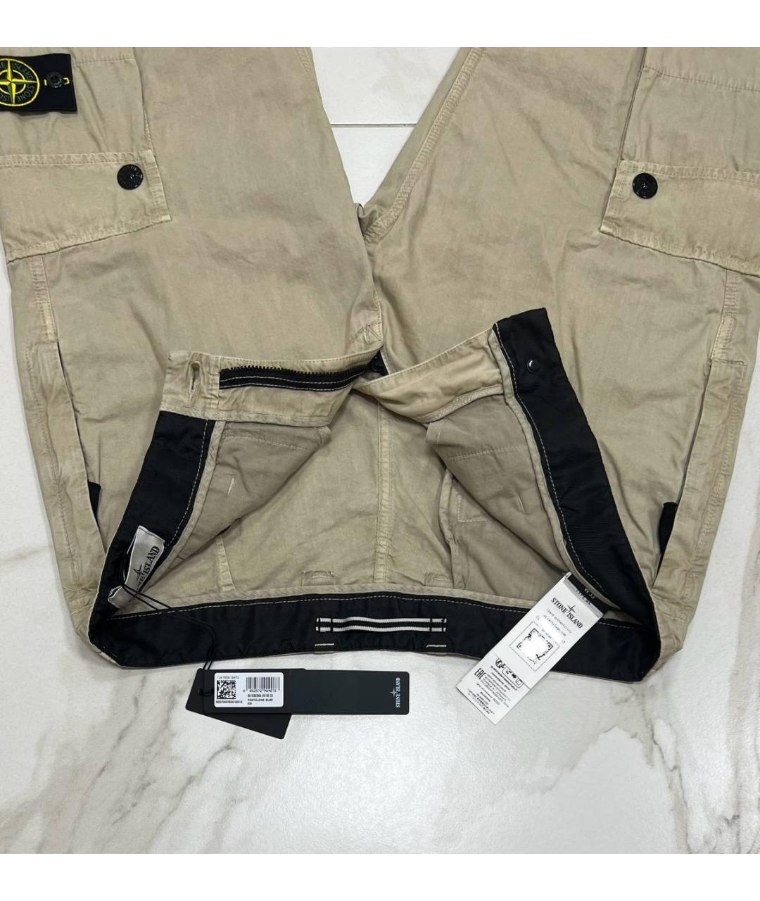 STONE ISLAND Бежевые повседневные брюки, фото 4