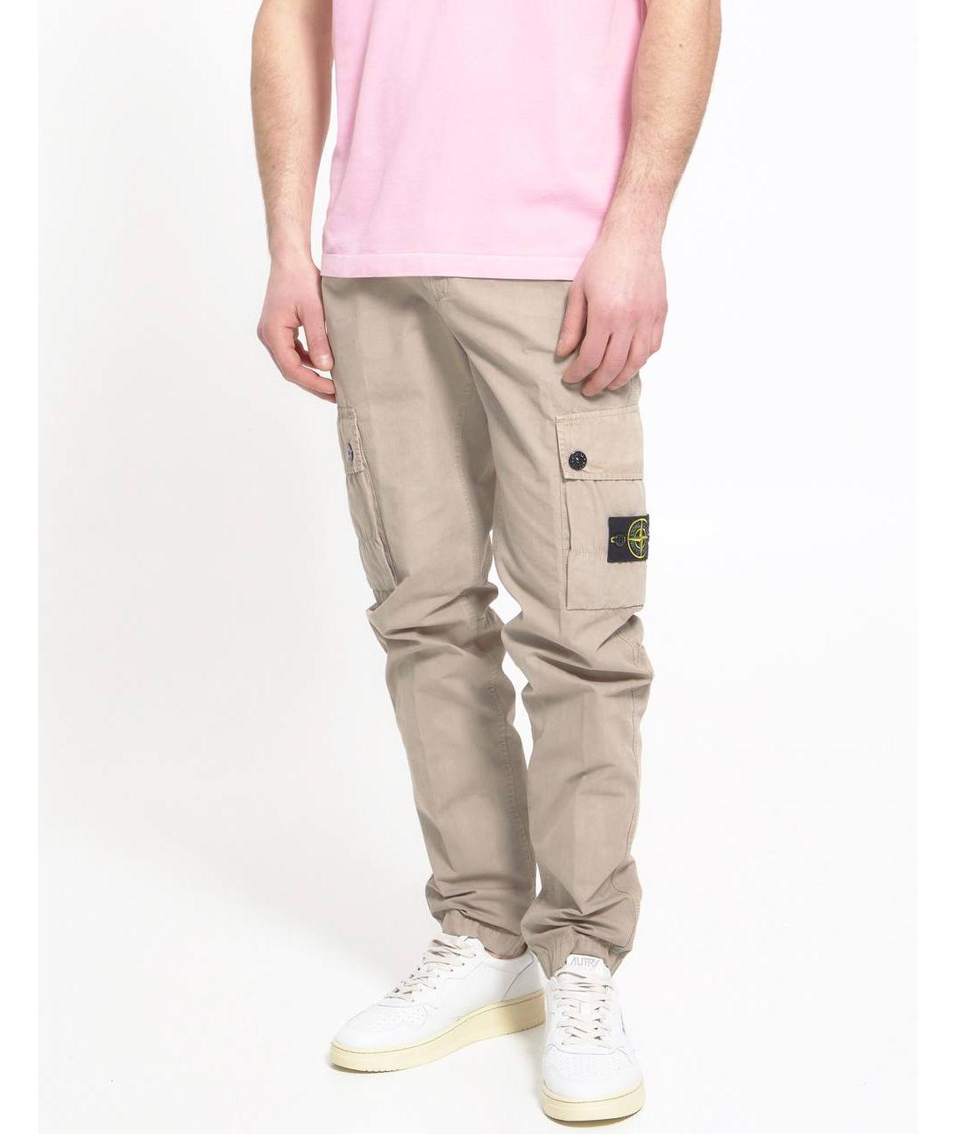STONE ISLAND Бежевые повседневные брюки, фото 8