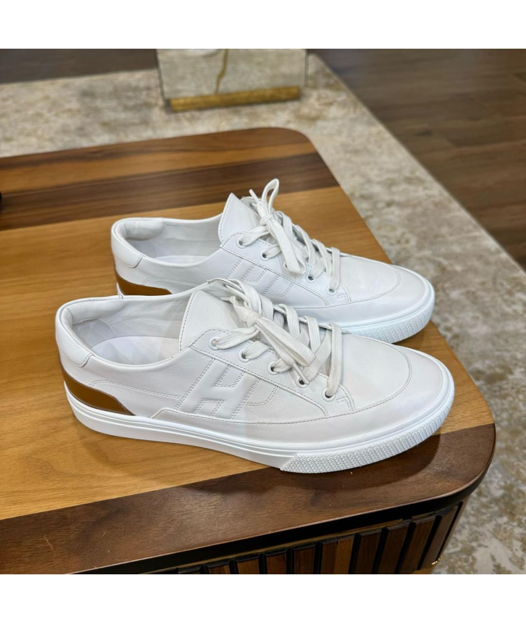 HERMES PRE-OWNED Белые кожаные низкие кроссовки / кеды, фото 2